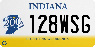 IN license plate 128WSG