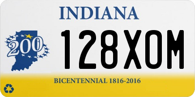 IN license plate 128XOM
