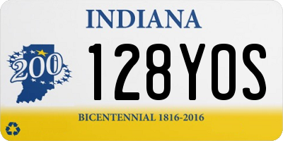 IN license plate 128YOS