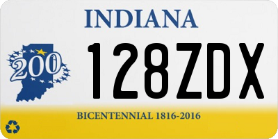 IN license plate 128ZDX