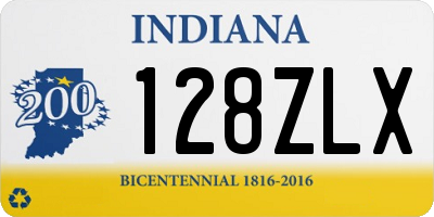 IN license plate 128ZLX