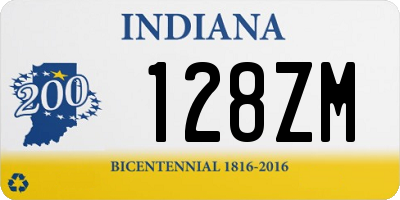 IN license plate 128ZM