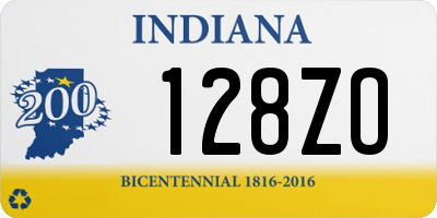 IN license plate 128ZO