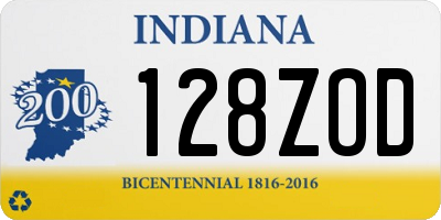 IN license plate 128ZOD