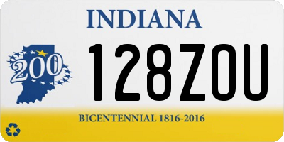 IN license plate 128ZOU