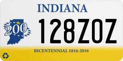 IN license plate 128ZOZ