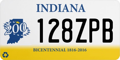 IN license plate 128ZPB