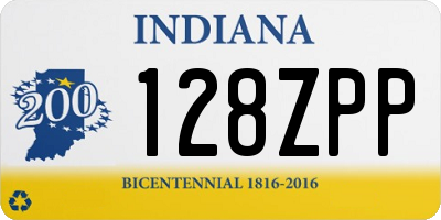 IN license plate 128ZPP