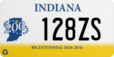 IN license plate 128ZS