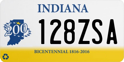 IN license plate 128ZSA