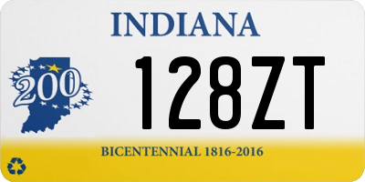 IN license plate 128ZT