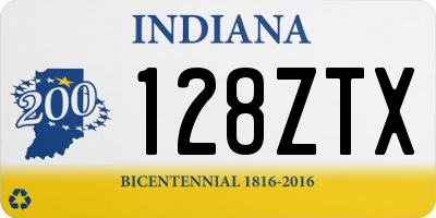 IN license plate 128ZTX