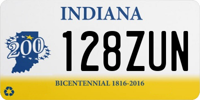 IN license plate 128ZUN