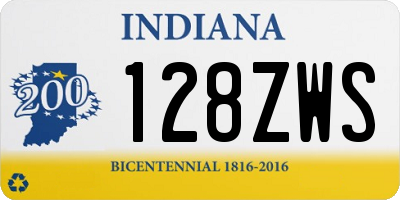 IN license plate 128ZWS