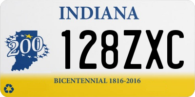IN license plate 128ZXC