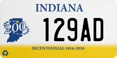 IN license plate 129AD