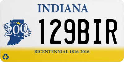 IN license plate 129BIR
