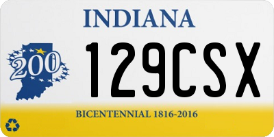 IN license plate 129CSX