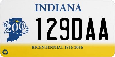 IN license plate 129DAA