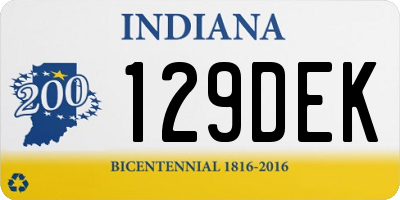 IN license plate 129DEK