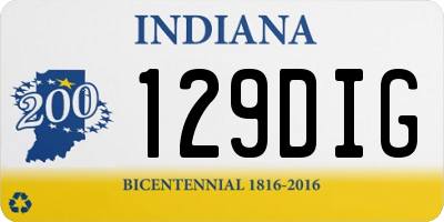 IN license plate 129DIG
