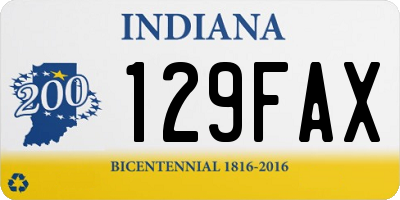 IN license plate 129FAX