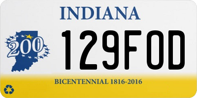 IN license plate 129FOD