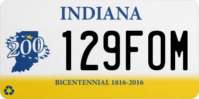 IN license plate 129FOM