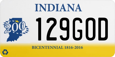 IN license plate 129GOD