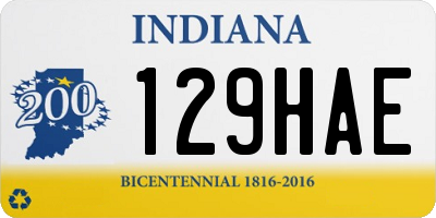 IN license plate 129HAE