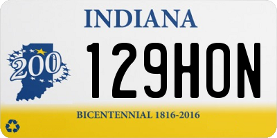IN license plate 129HON