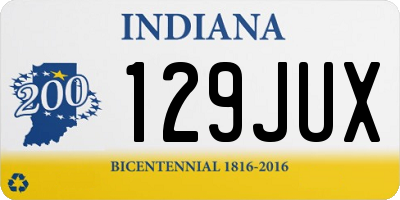 IN license plate 129JUX