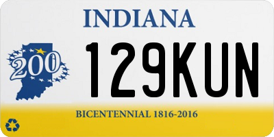 IN license plate 129KUN