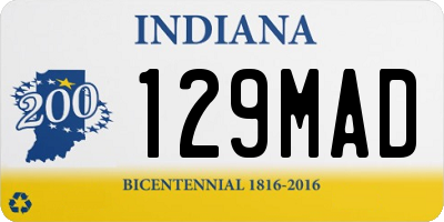 IN license plate 129MAD