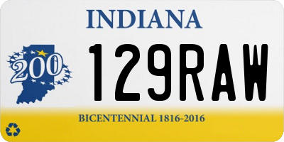 IN license plate 129RAW