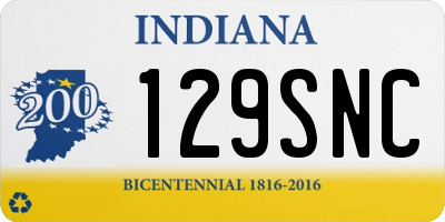 IN license plate 129SNC
