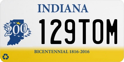 IN license plate 129TOM