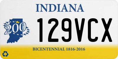 IN license plate 129VCX