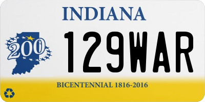 IN license plate 129WAR