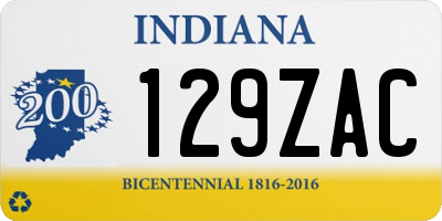 IN license plate 129ZAC