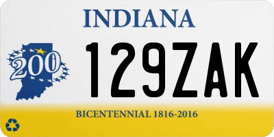 IN license plate 129ZAK