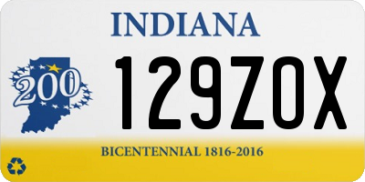 IN license plate 129ZOX