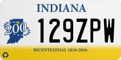 IN license plate 129ZPW