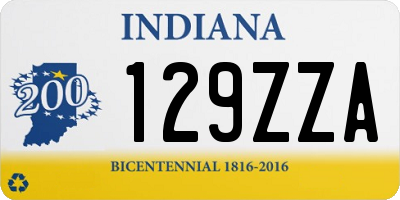 IN license plate 129ZZA