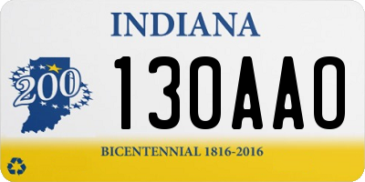 IN license plate 130AAO