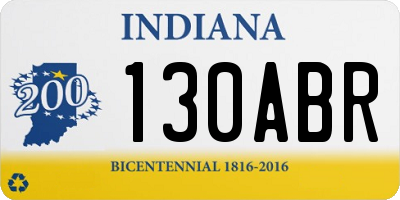 IN license plate 130ABR