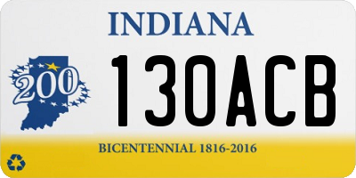 IN license plate 130ACB