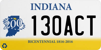 IN license plate 130ACT