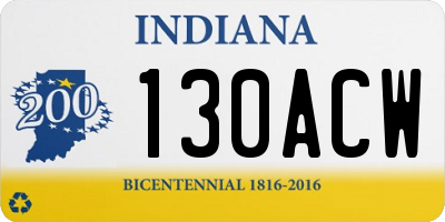 IN license plate 130ACW