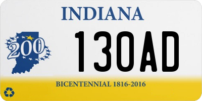IN license plate 130AD